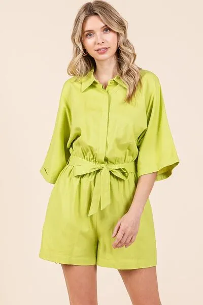 Hazel Blues® |  Mittoshop Tie Waist Half Sleeve Romper