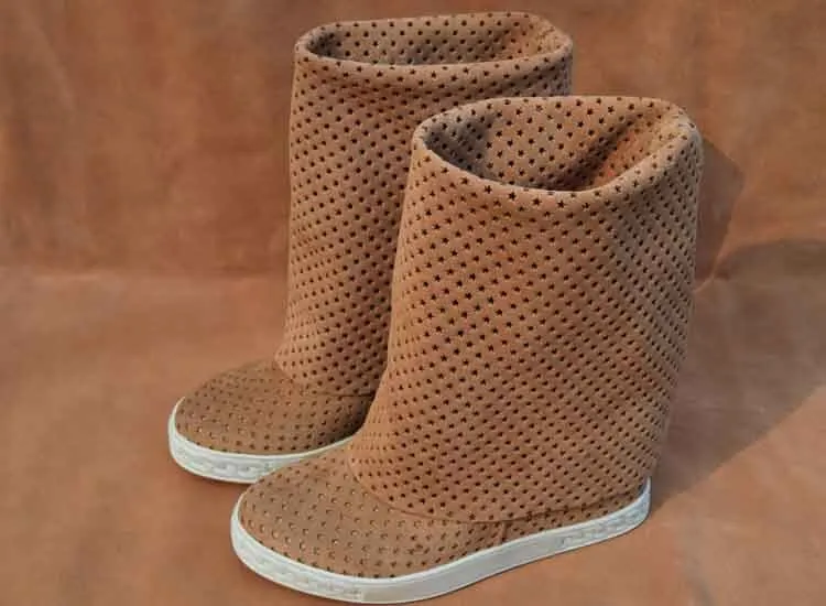 Height Increasing Collar Down Slip On Long Boots