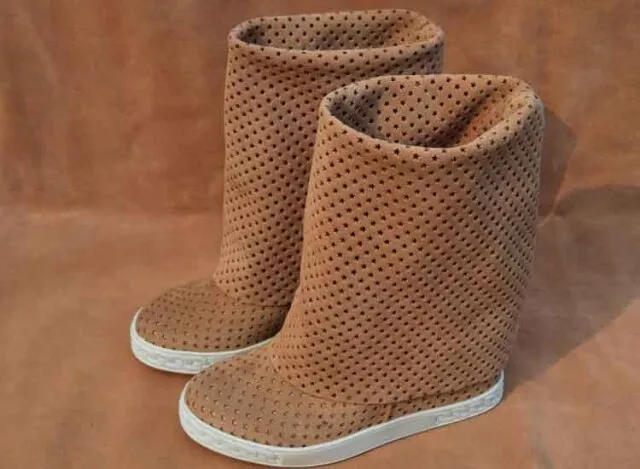 Height Increasing Collar Down Slip On Long Boots