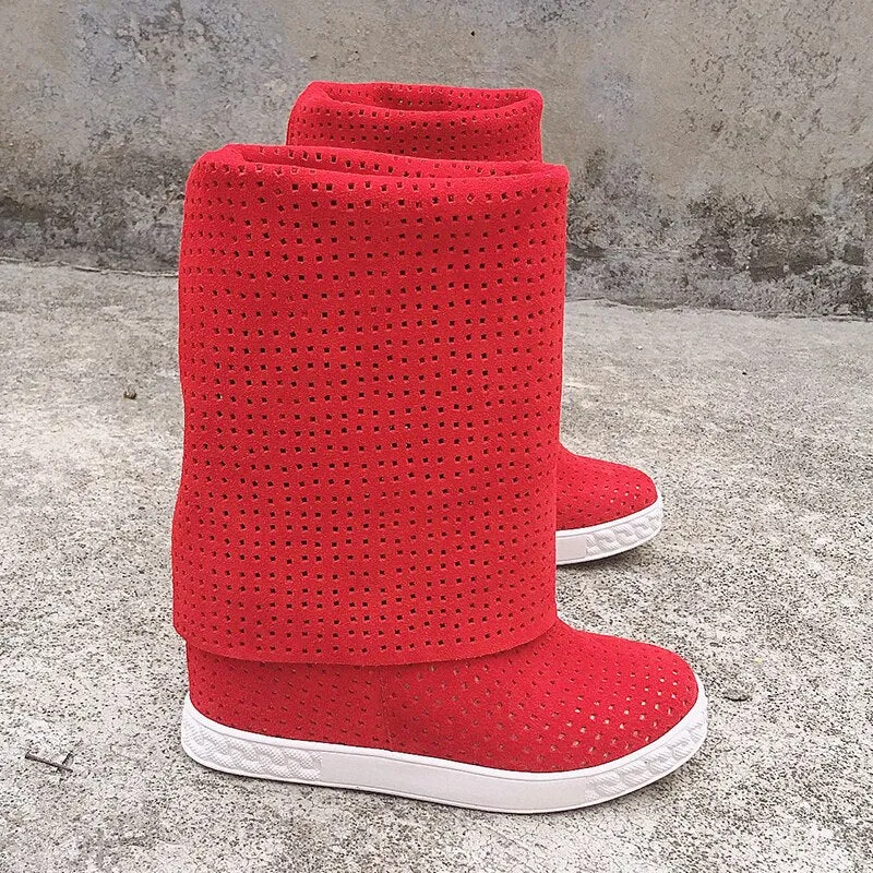 Height Increasing Collar Down Slip On Long Boots