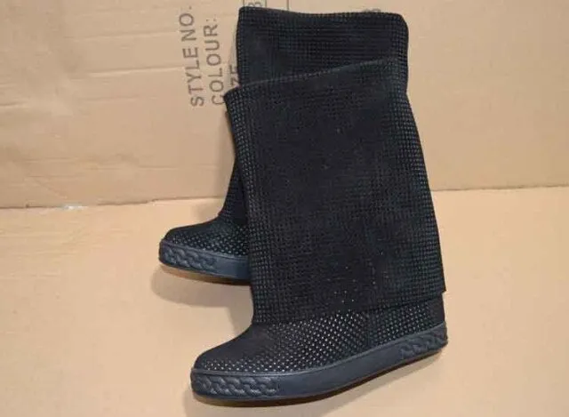 Height Increasing Collar Down Slip On Long Boots