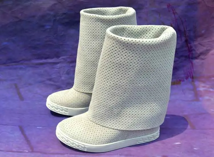 Height Increasing Collar Down Slip On Long Boots