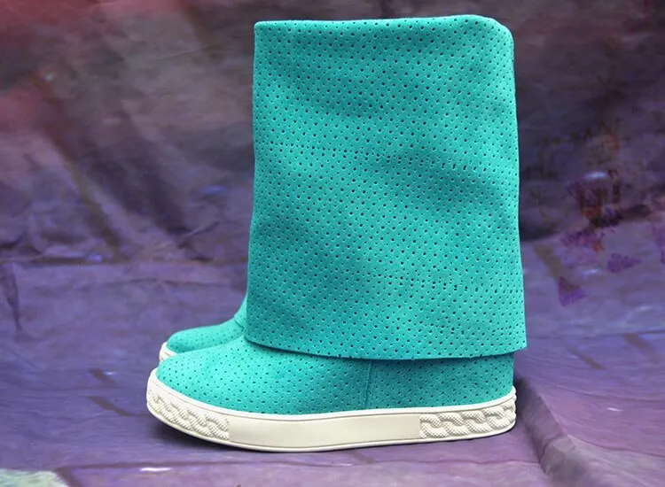 Height Increasing Collar Down Slip On Long Boots