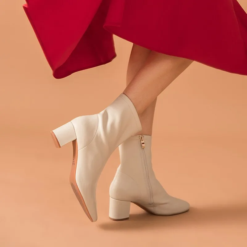 High Heel Boots Women Genuine Leather