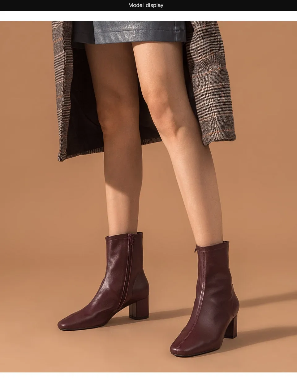 High Heel Boots Women Genuine Leather