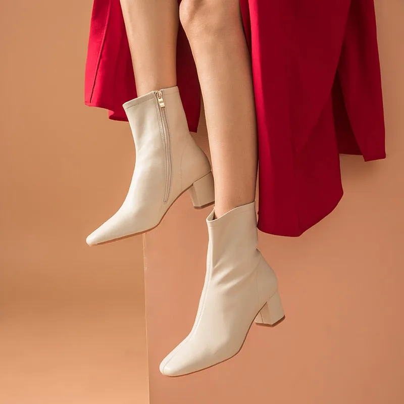 High Heel Boots Women Genuine Leather