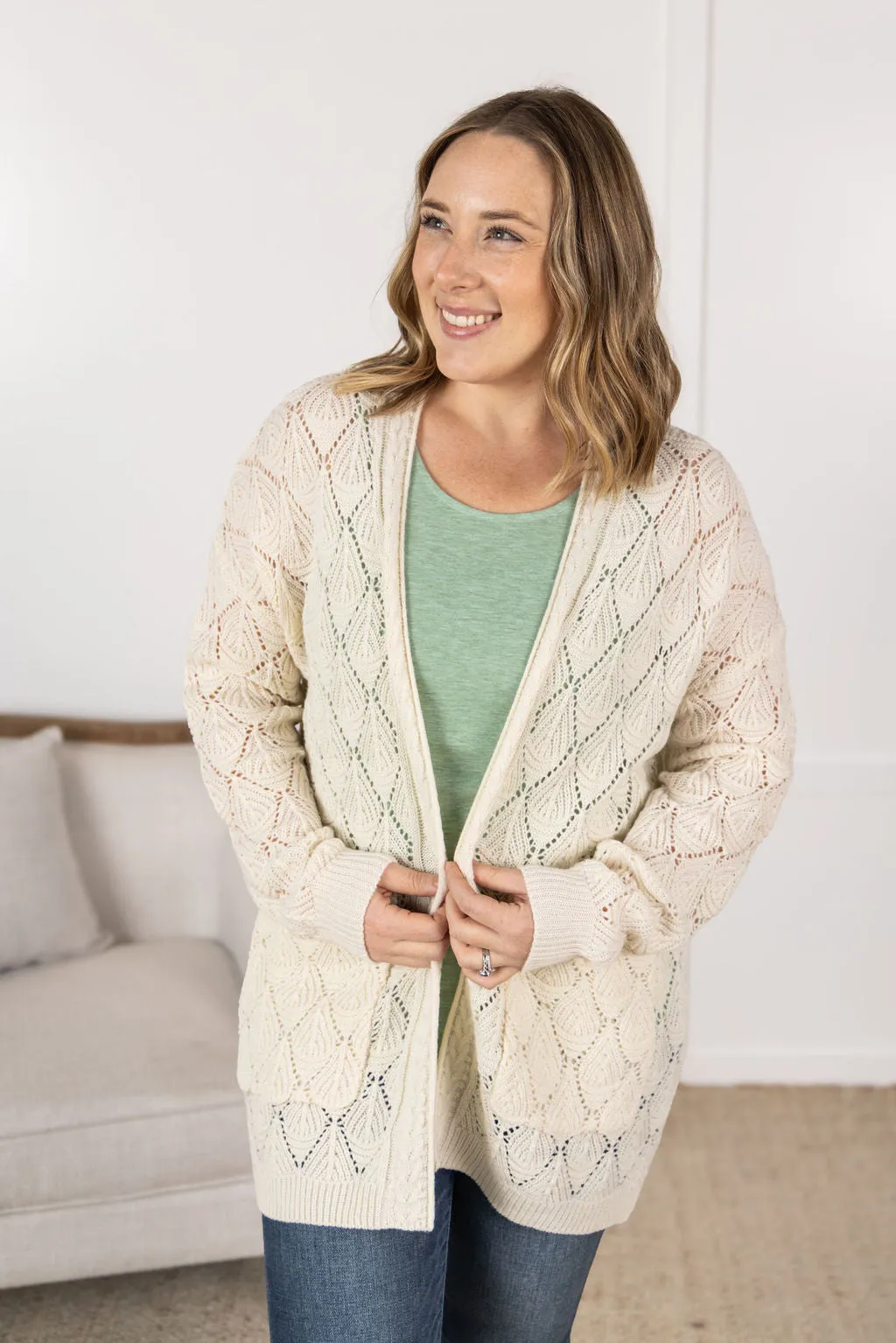 IN PRODUCTION Open Knit Cardigan - Ivory