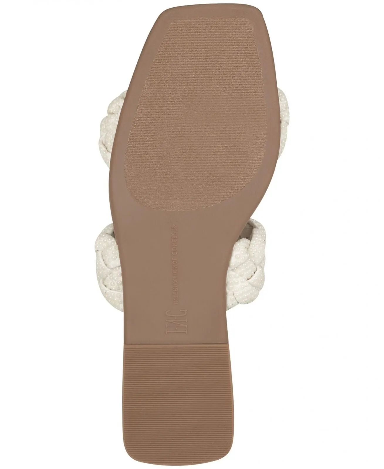 INC International Concepts Womens Petria Two-Band Flat Sandals White Pearl 10M