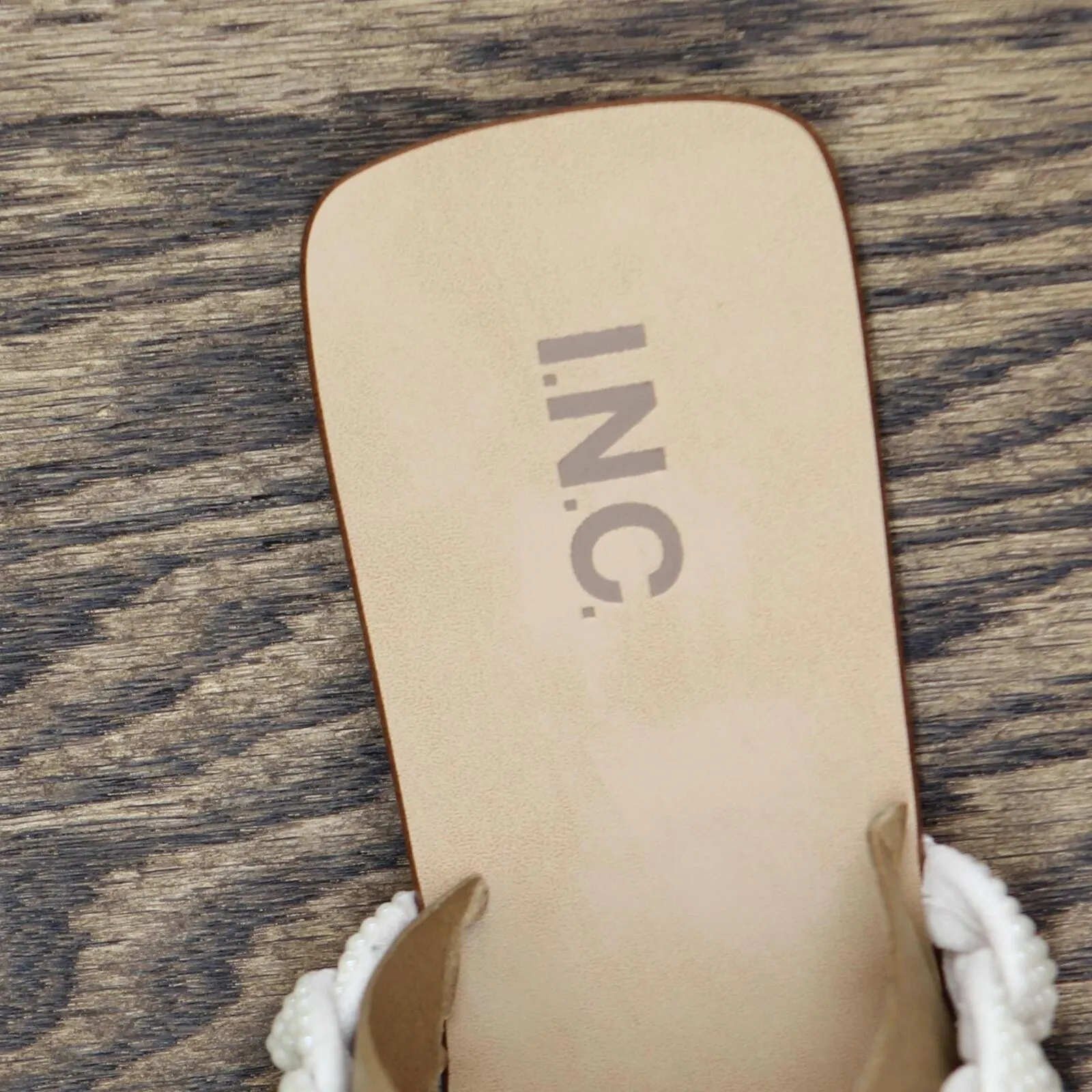 INC International Concepts Womens Petria Two-Band Flat Sandals White Pearl 10M