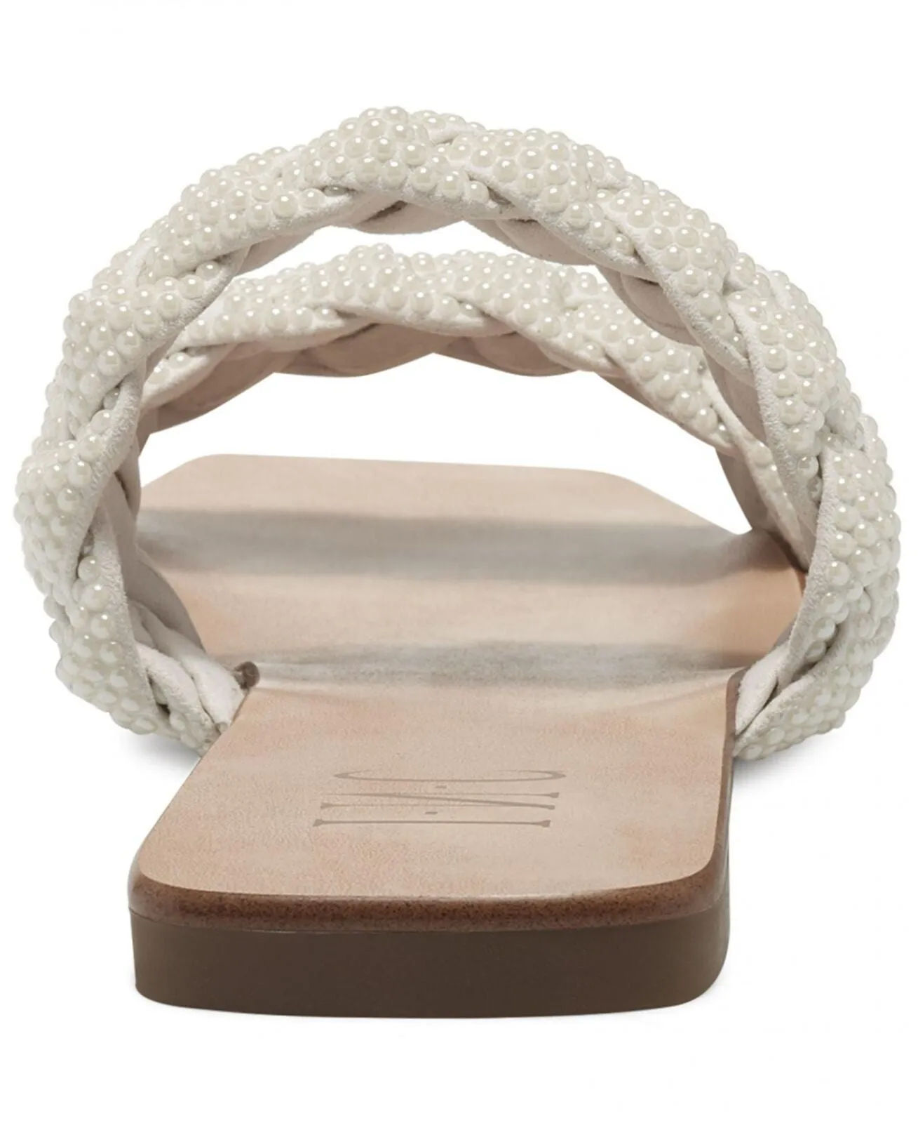 INC International Concepts Womens Petria Two-Band Flat Sandals White Pearl 10M