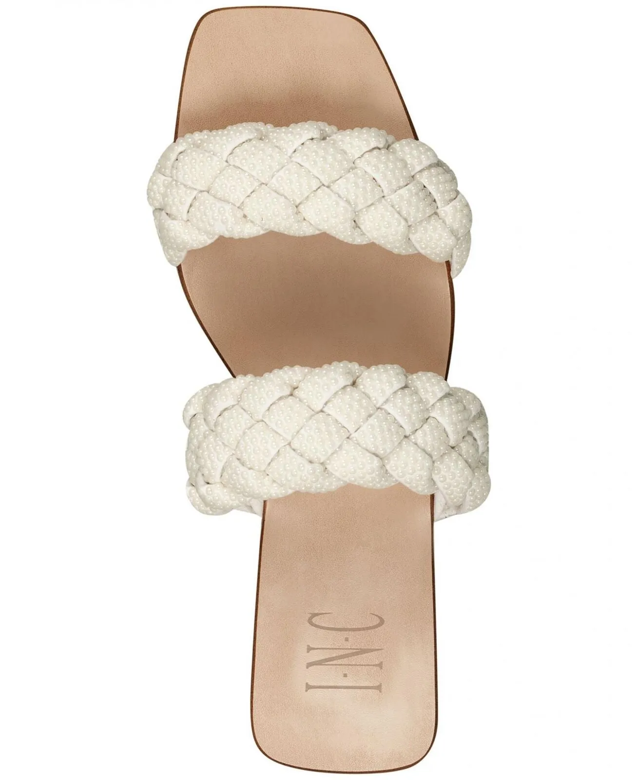 INC International Concepts Womens Petria Two-Band Flat Sandals White Pearl 10M