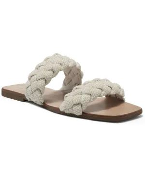 INC International Concepts Womens Petria Two-Band Flat Sandals White Pearl 10M