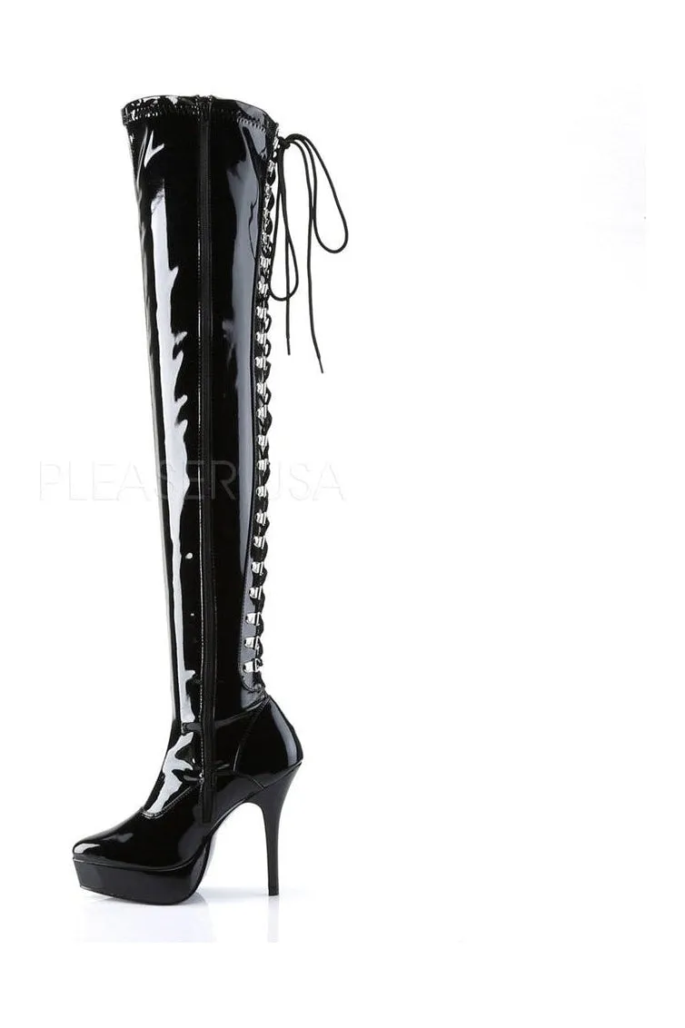 INDULGE-3063 Thigh Boot | Black Patent
