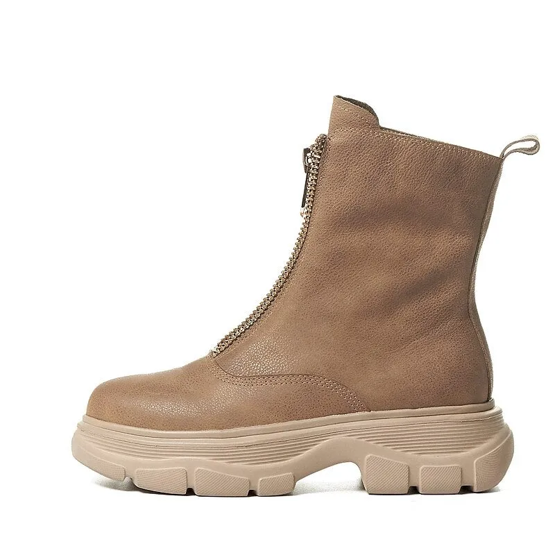 INS HOT Women ankle boots cowhide upper shoes