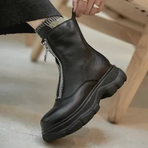INS HOT Women ankle boots cowhide upper shoes