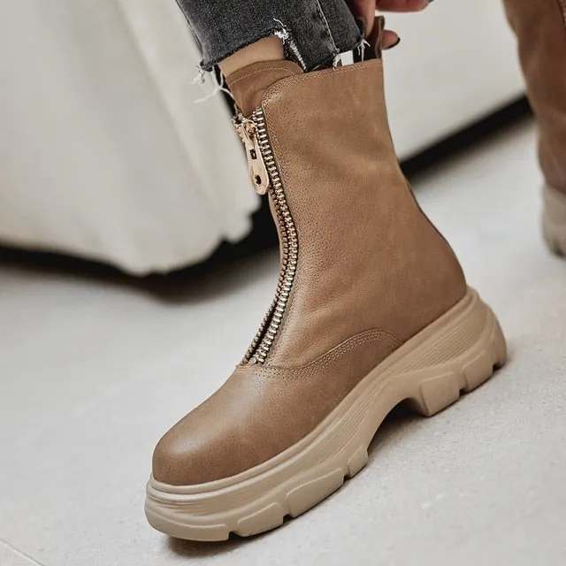 INS HOT Women ankle boots cowhide upper shoes