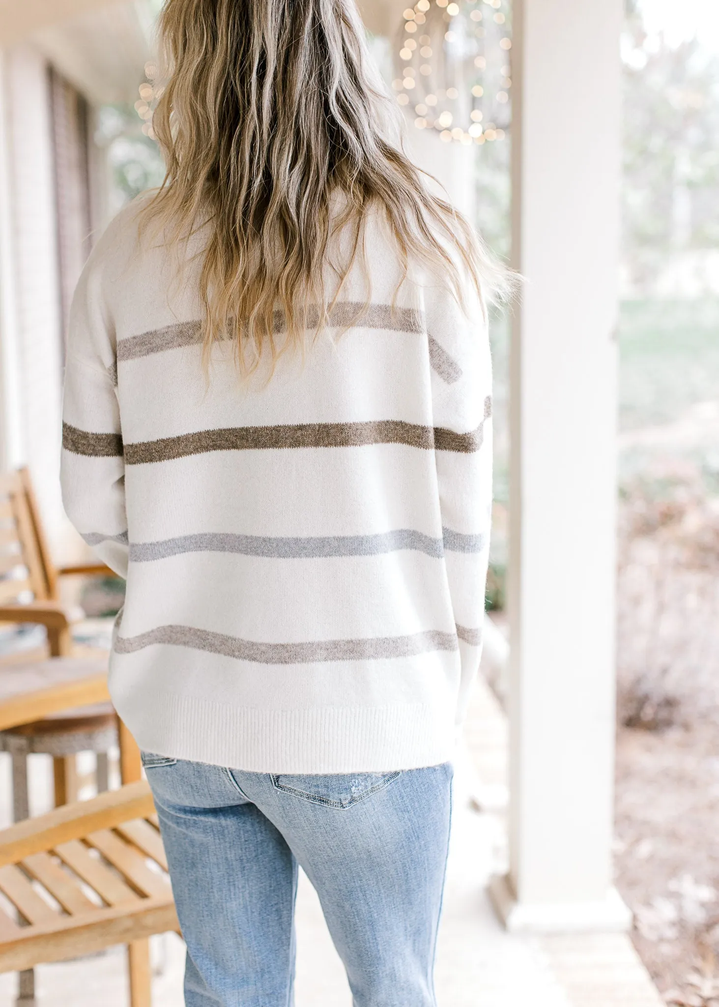 Ivory Beaded Stripe Sweater B