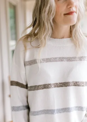 Ivory Beaded Stripe Sweater B