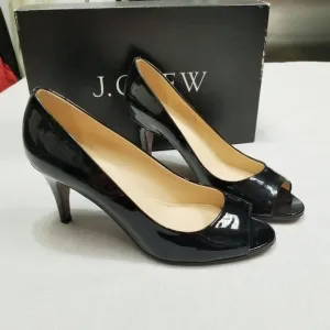 J. Crew Drea Patent Leather Peep Toe Pumps Classic Black LBD 3 in Heels size 8