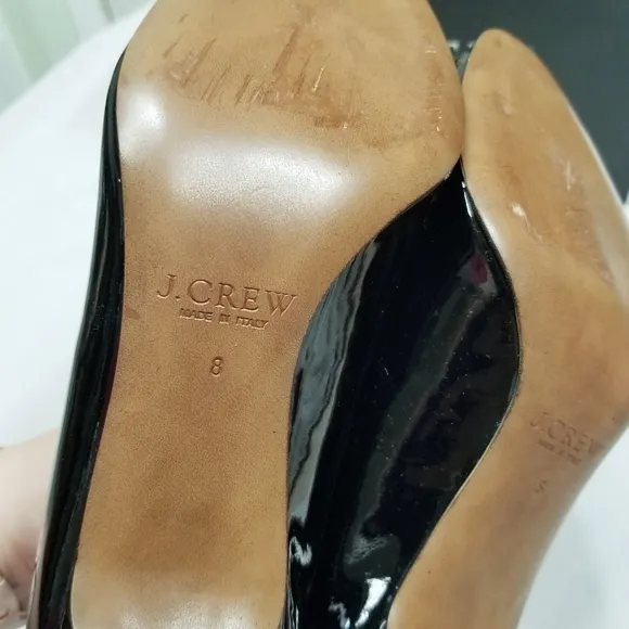 J. Crew Drea Patent Leather Peep Toe Pumps Classic Black LBD 3 in Heels size 8