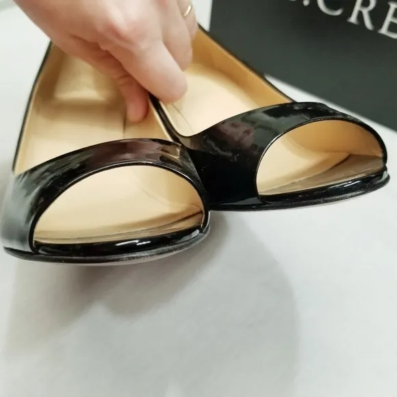 J. Crew Drea Patent Leather Peep Toe Pumps Classic Black LBD 3 in Heels size 8