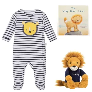 Jellycat The Very Brave Lion Personalised Gift Set Blue