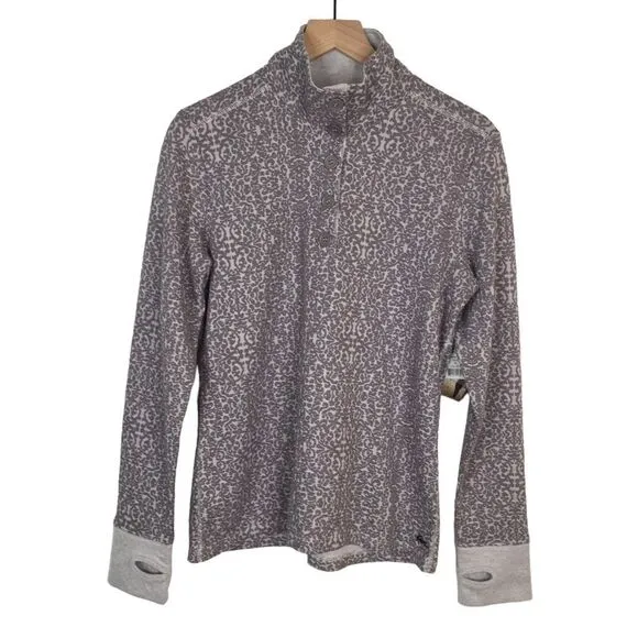 Kavu Lopez Pullover Jacket Women XL Gray Mauve Half Button Thumbholes NWT #A
