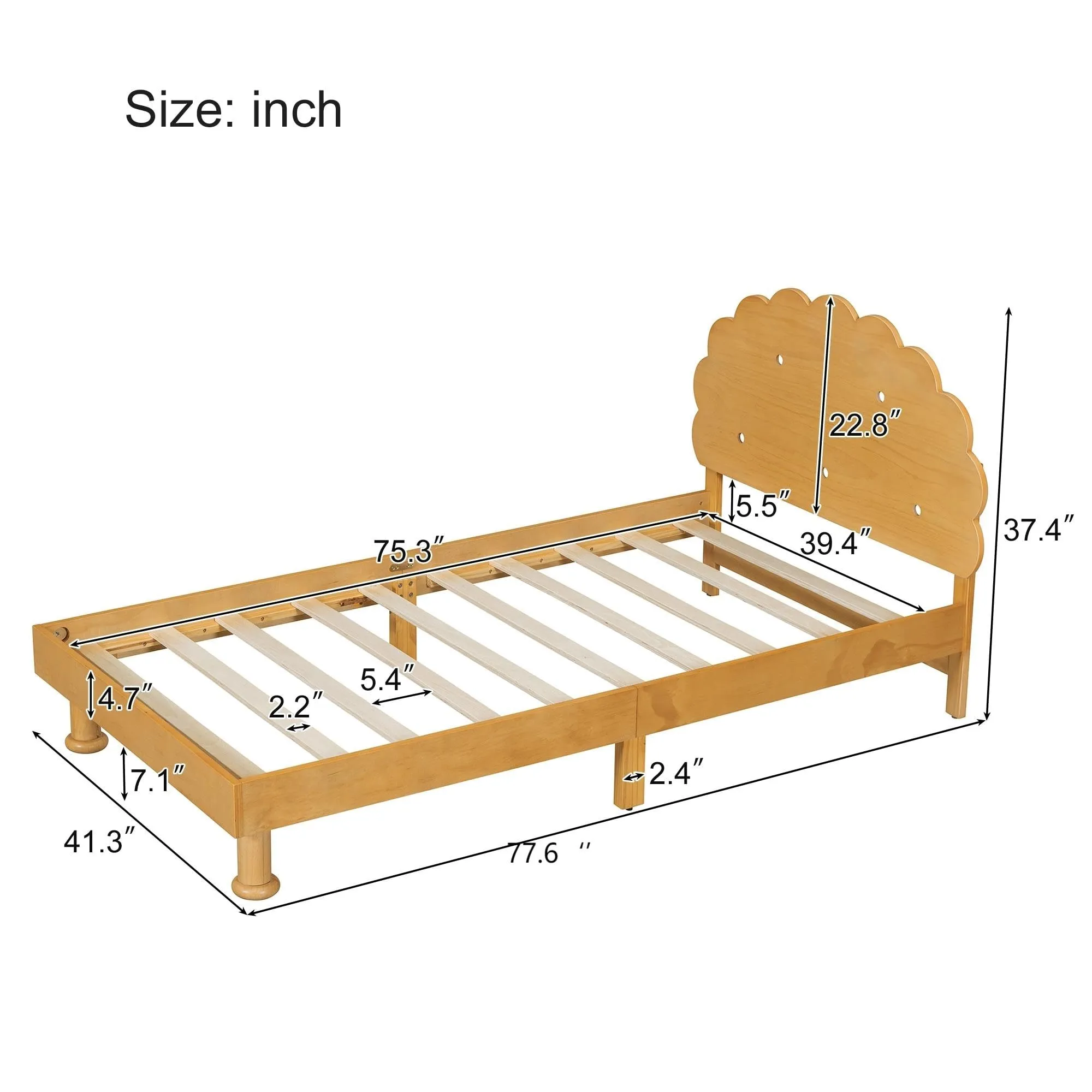 Kids Cookie-Shaped Bed Frame for Boys Girls Twin Size Platform