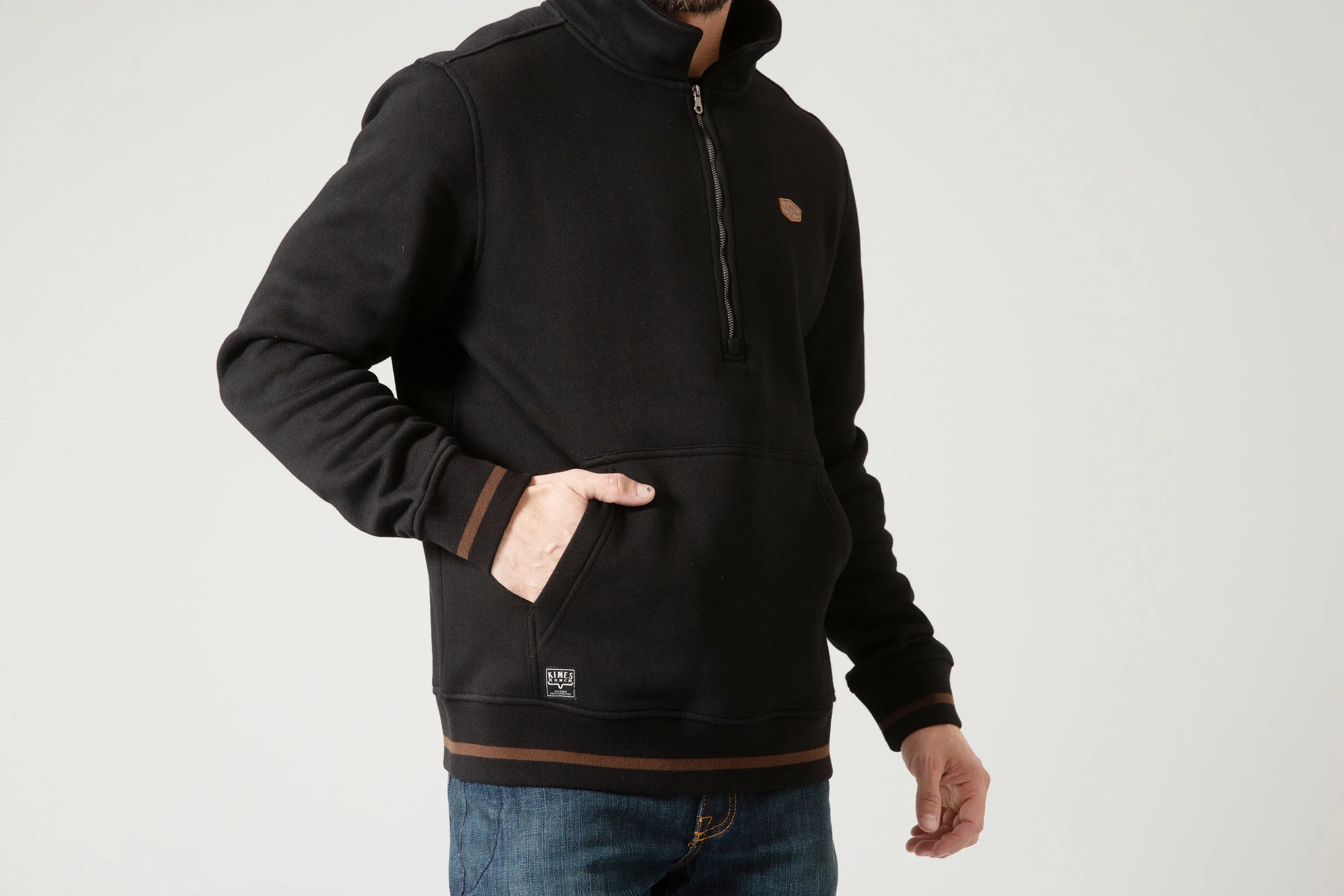 Kimes Ranch Men's Black Boxer Quarter Zip Sweatshirt