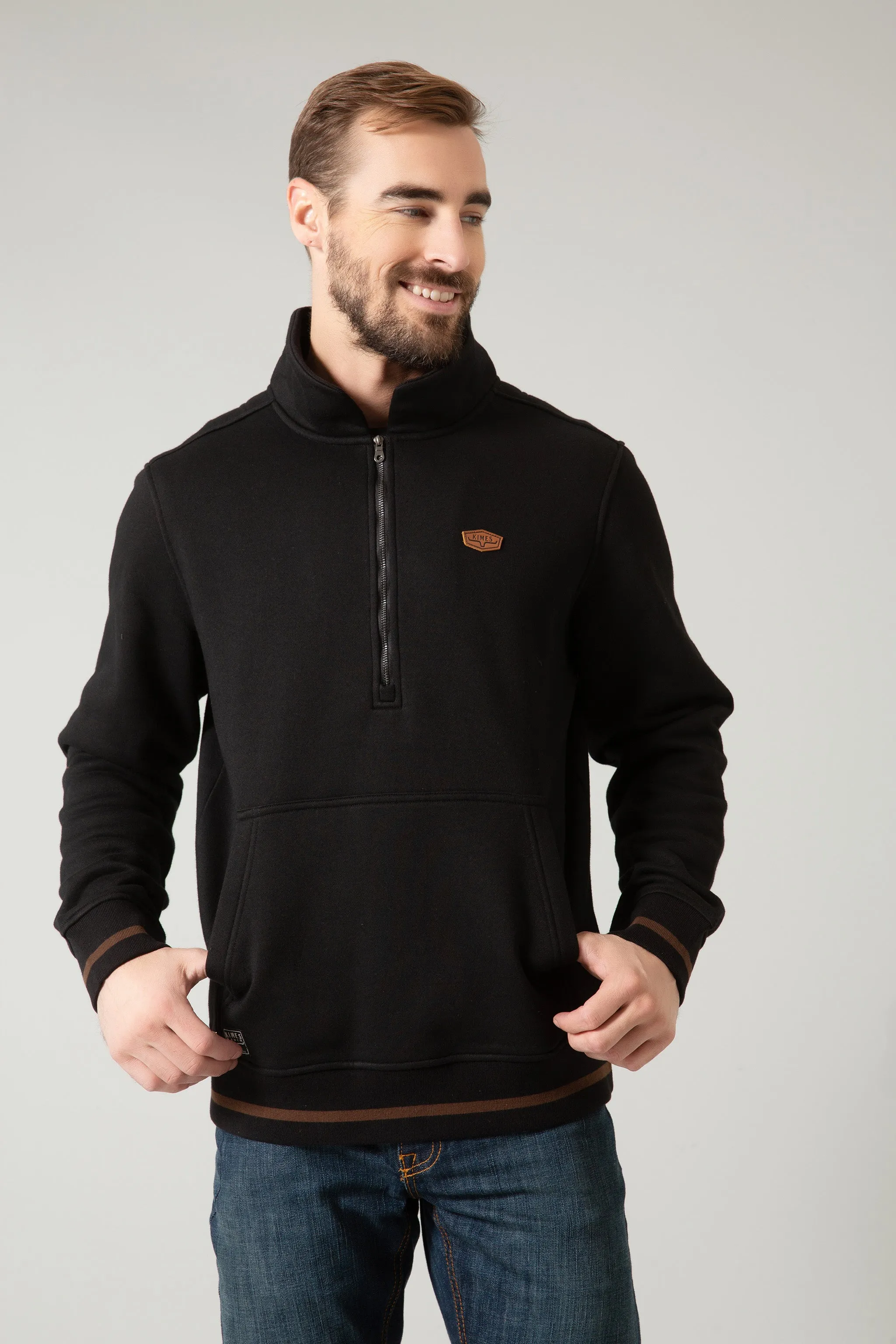 Kimes Ranch Men's Black Boxer Quarter Zip Sweatshirt