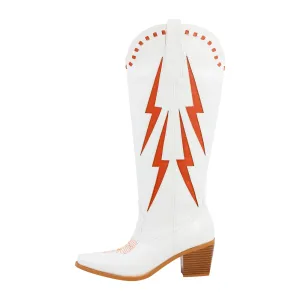 Knee High Western Lightning Cowboy Boots
