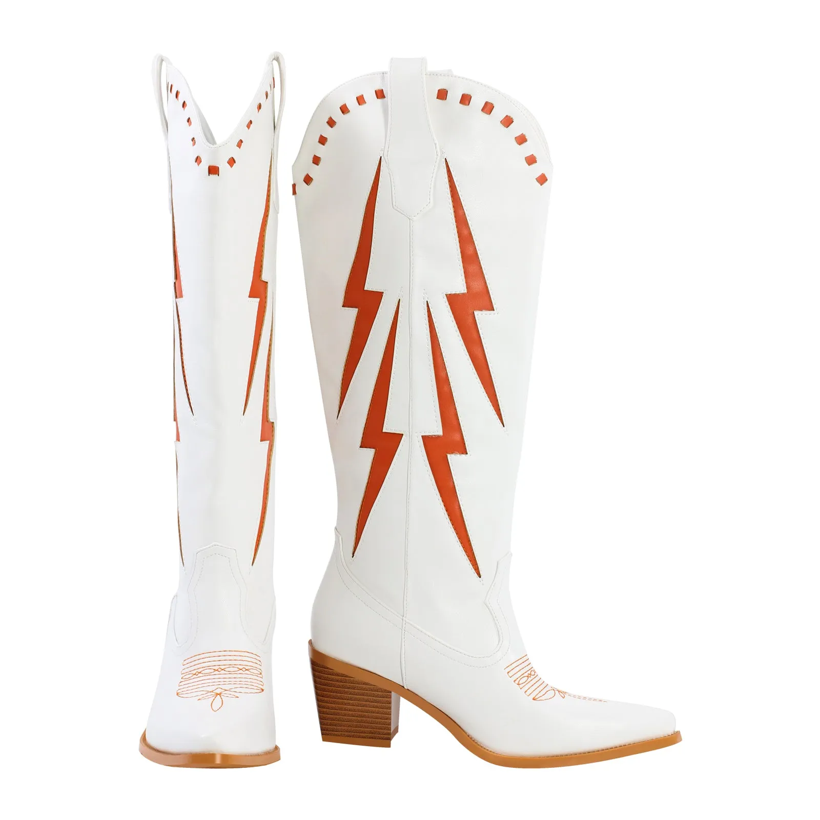 Knee High Western Lightning Cowboy Boots