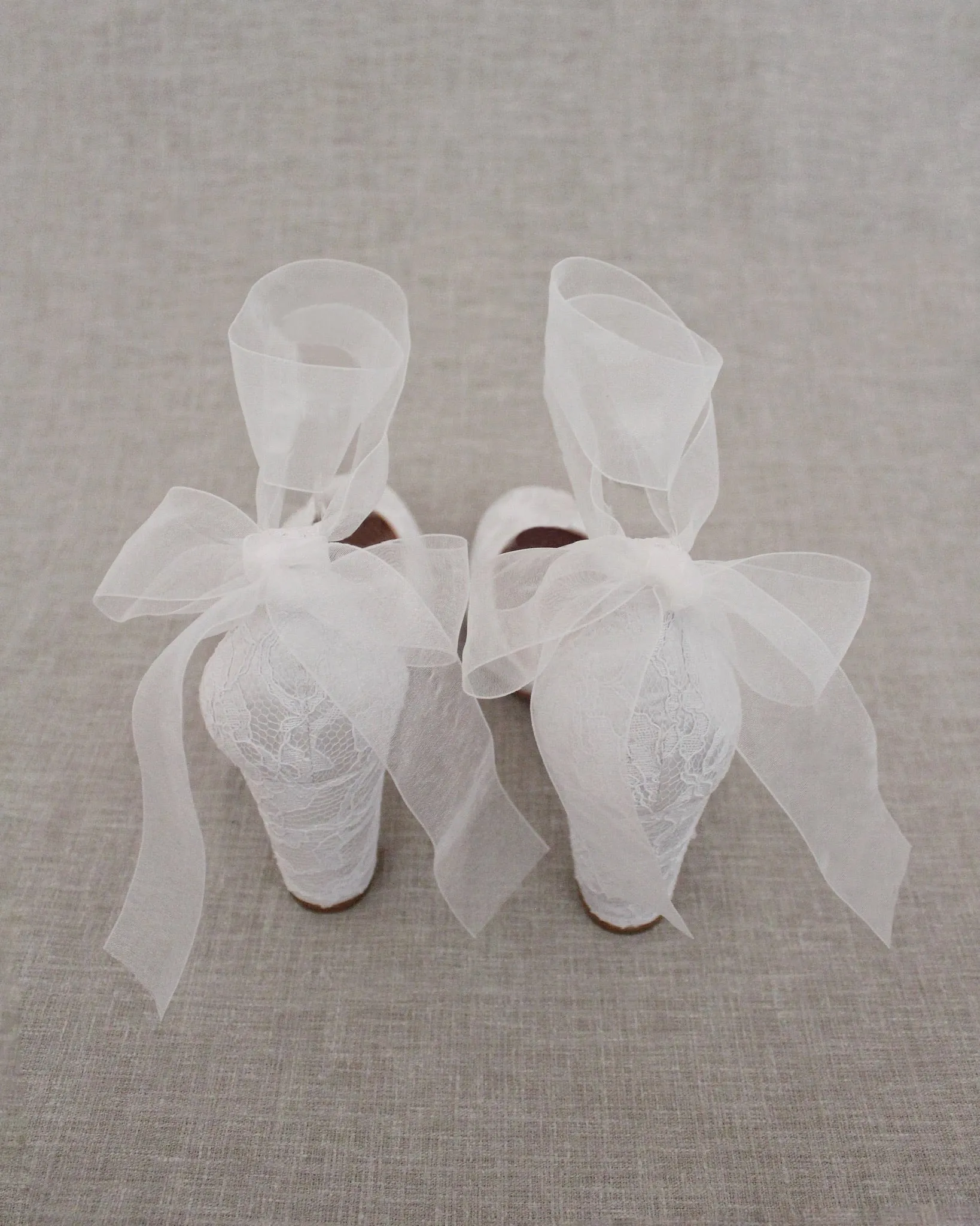 Lace Block Heel with Wrapped Satin Tie