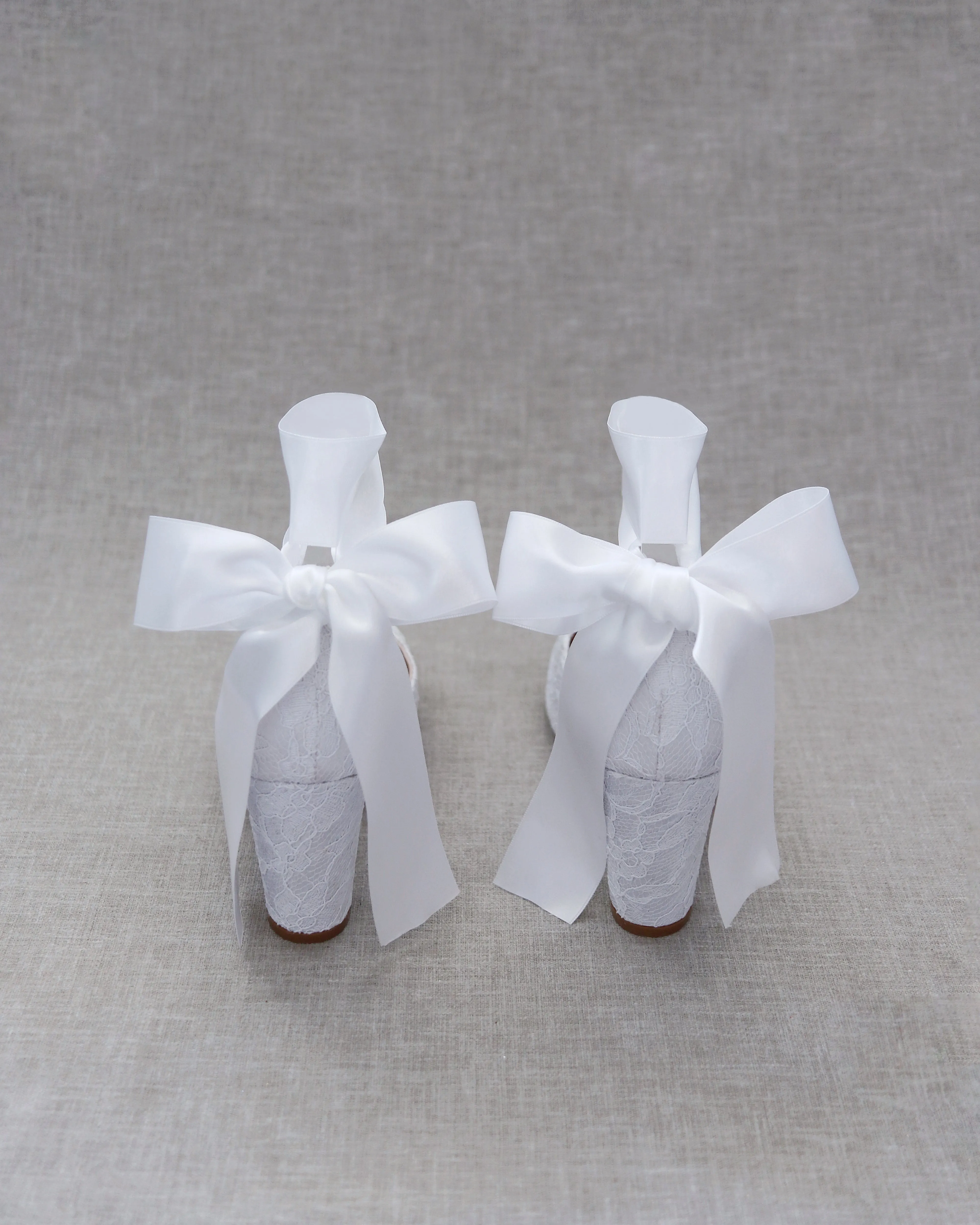 Lace Block Heel with Wrapped Satin Tie