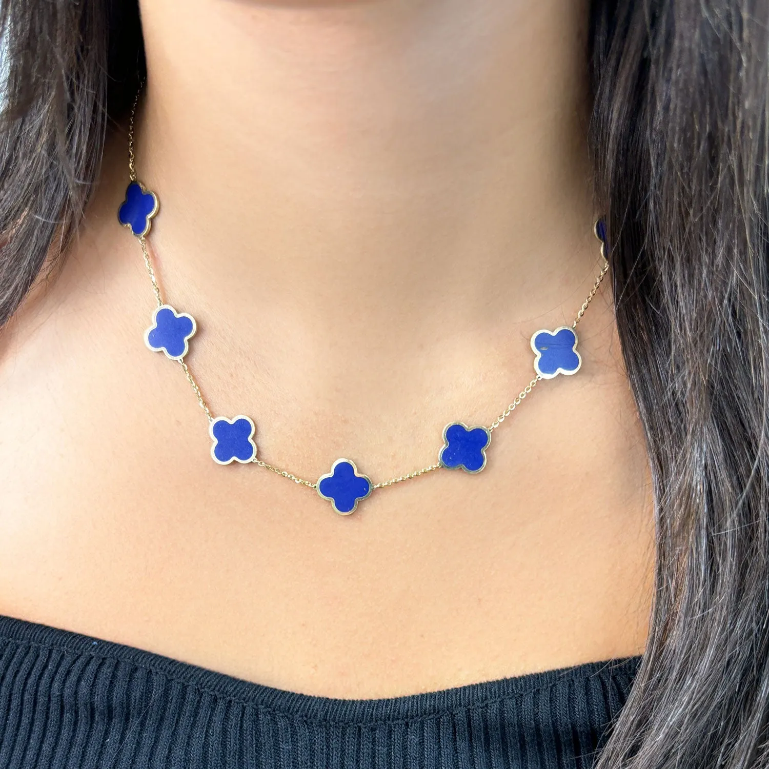 Large Lapis Clover Necklace
