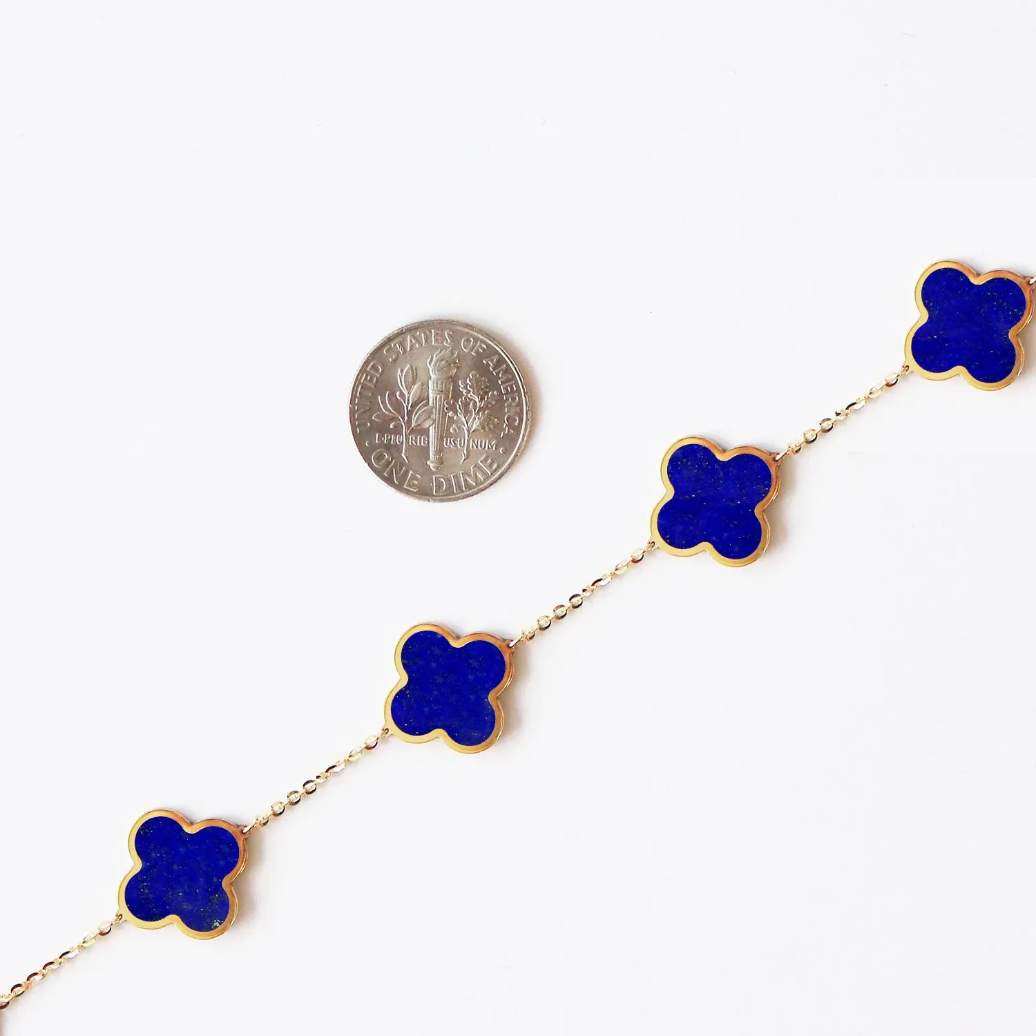 Large Lapis Clover Necklace