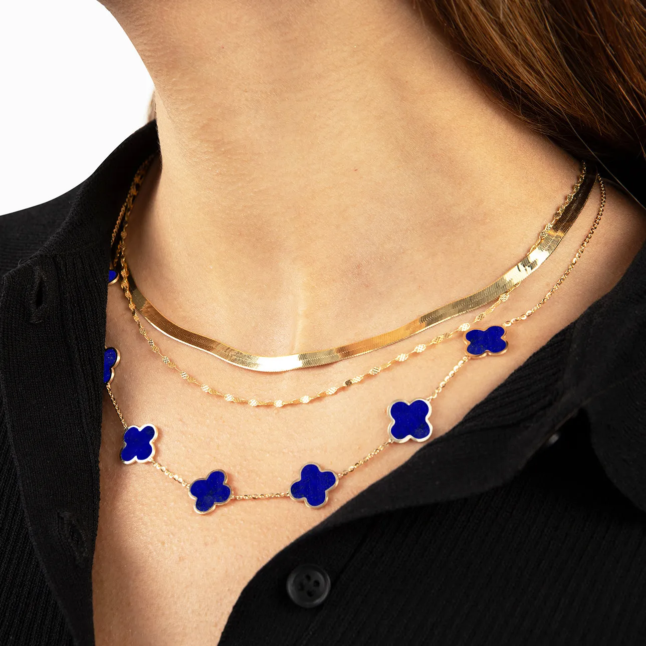 Large Lapis Clover Necklace