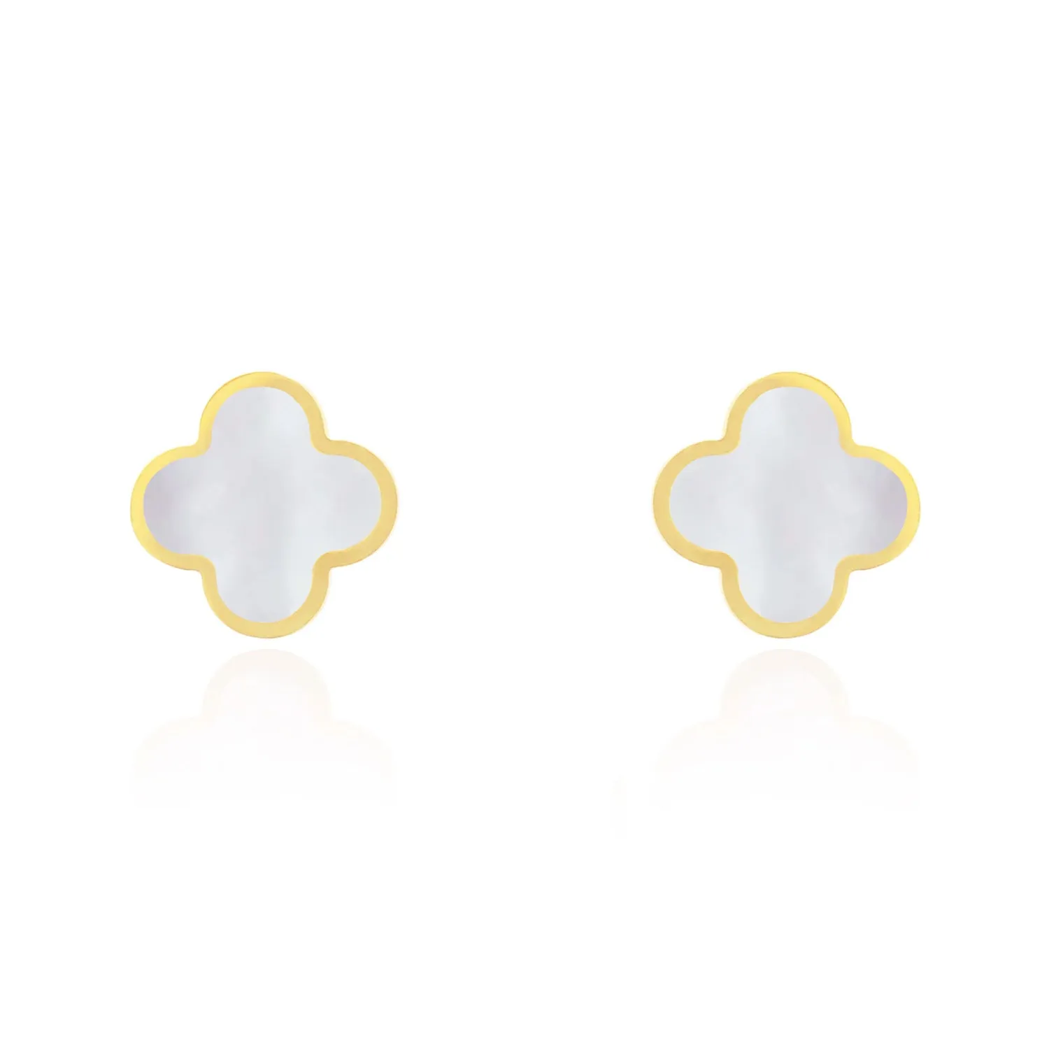 Large Mother of Pearl Clover Stud Earrings