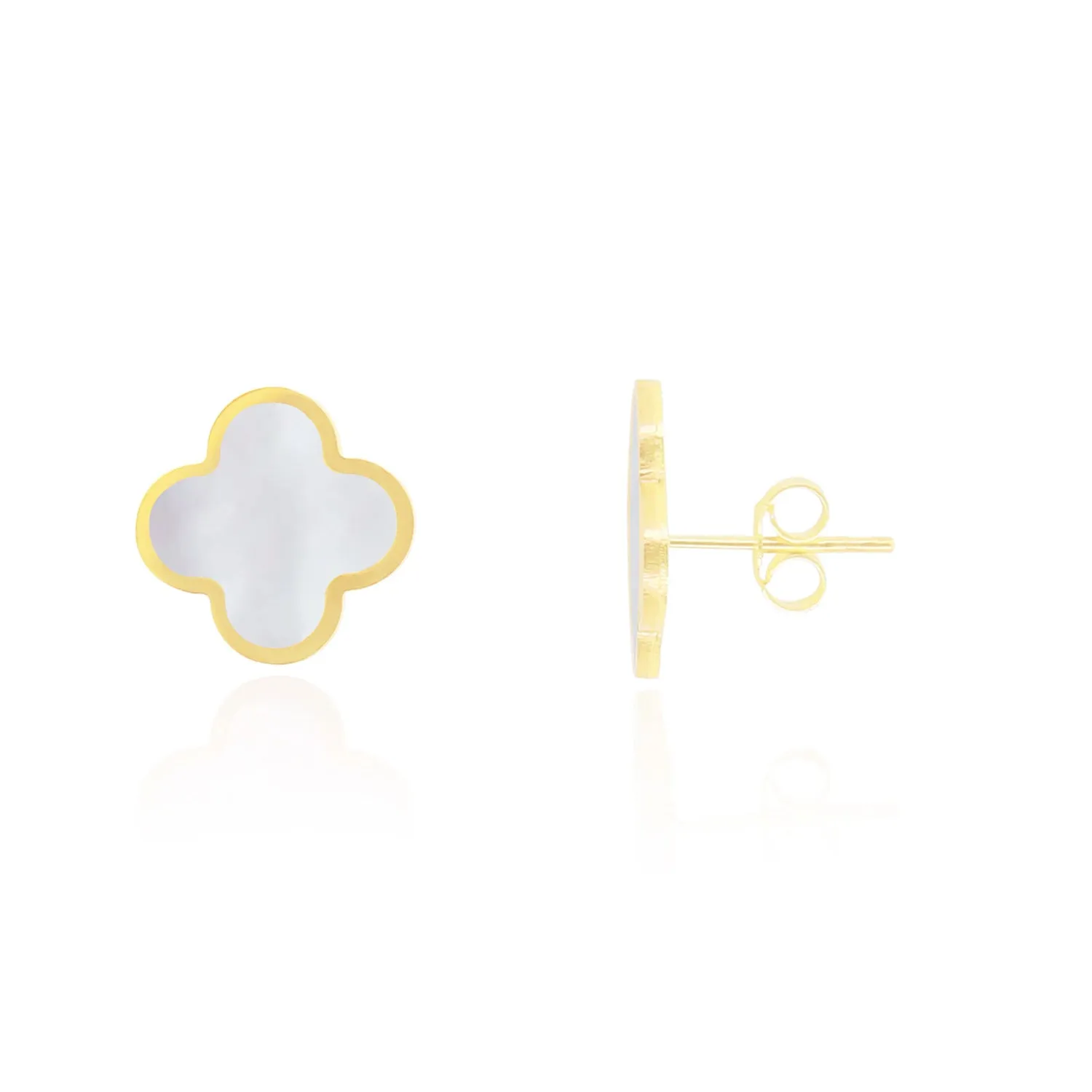 Large Mother of Pearl Clover Stud Earrings