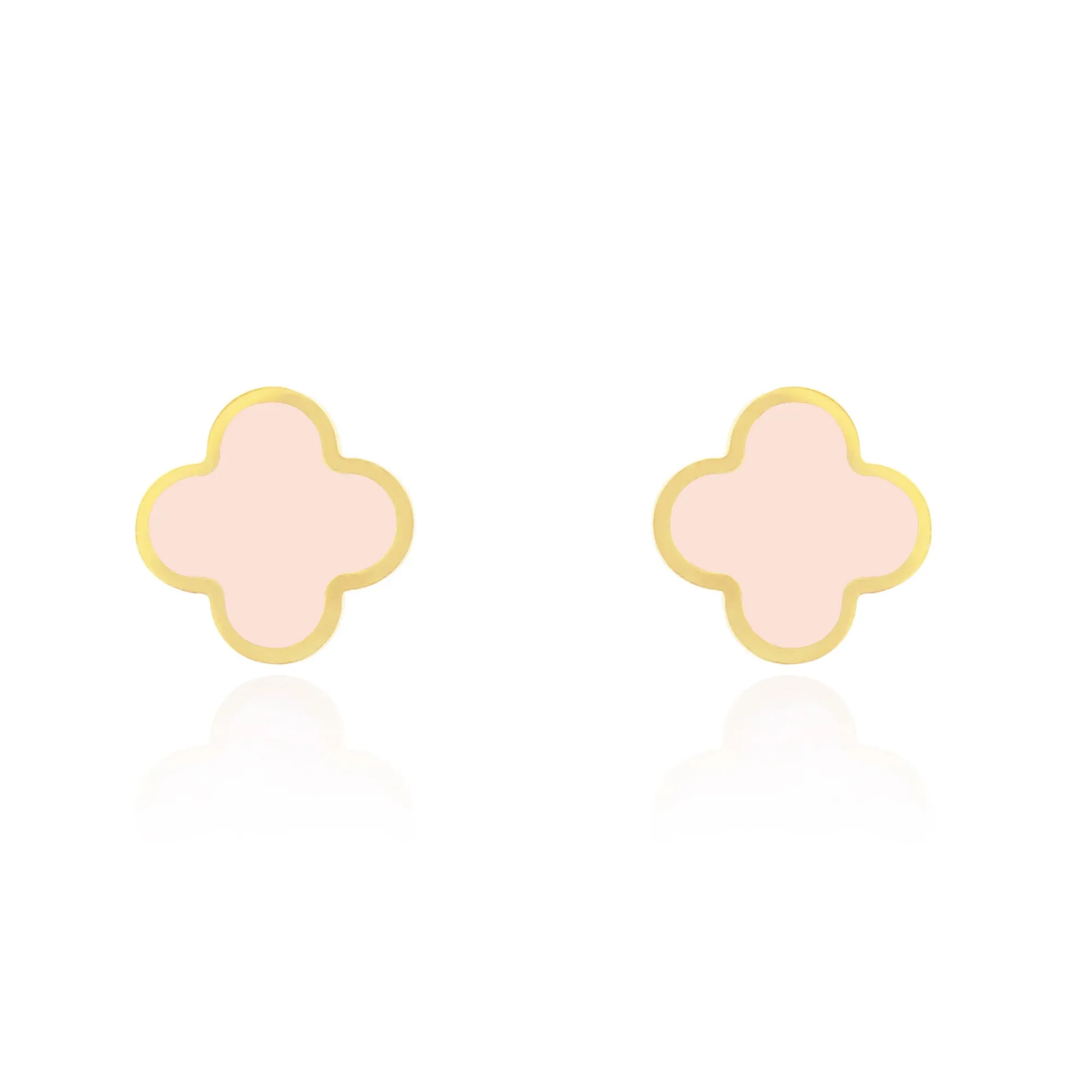 Large Pink Pearl Clover Stud Earrings