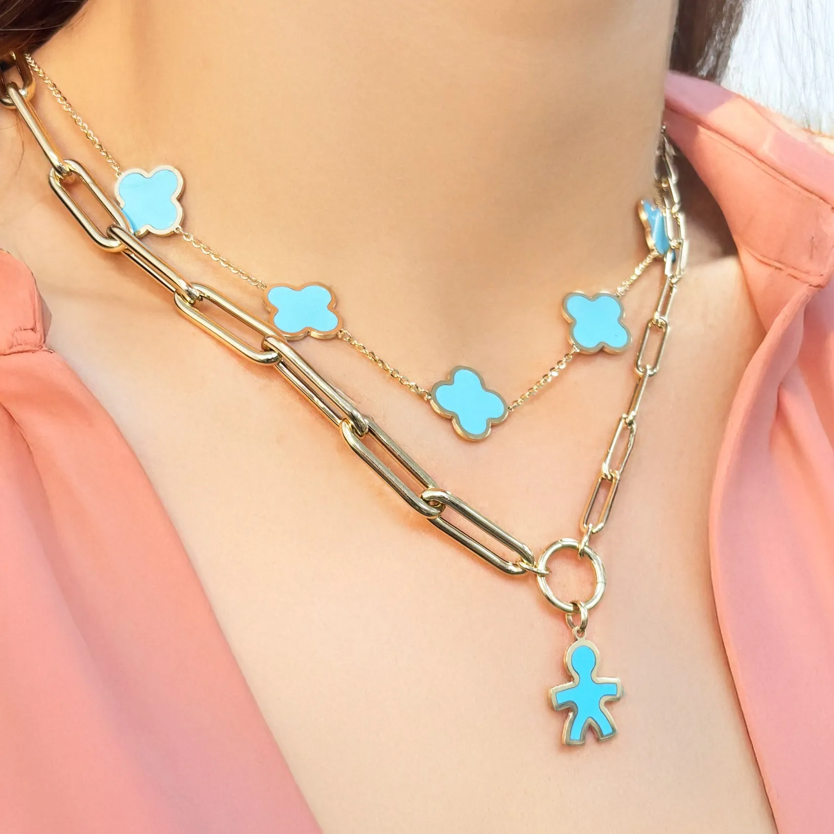 Large Turquoise Clover Necklace