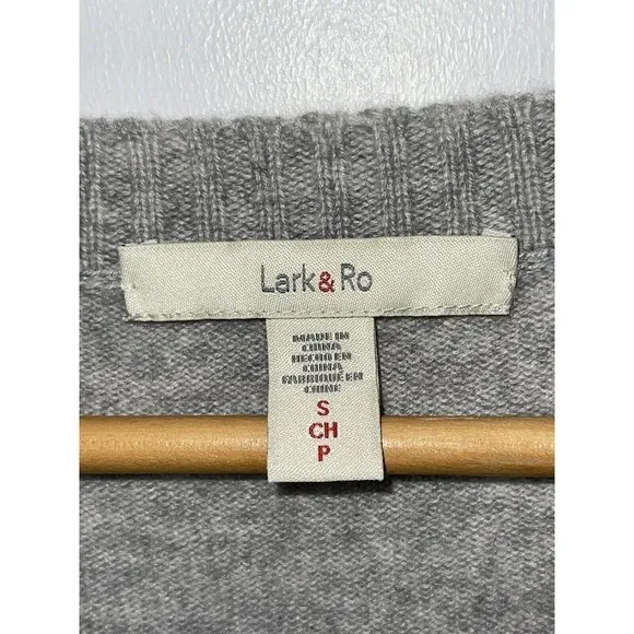 Lark &amp; Ro Size S Gray 100 % Cashmere Tie Hem Soft Cozy Sweater