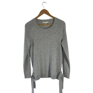Lark &amp; Ro Size S Gray 100 % Cashmere Tie Hem Soft Cozy Sweater