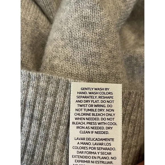 Lark &amp; Ro Size S Gray 100 % Cashmere Tie Hem Soft Cozy Sweater