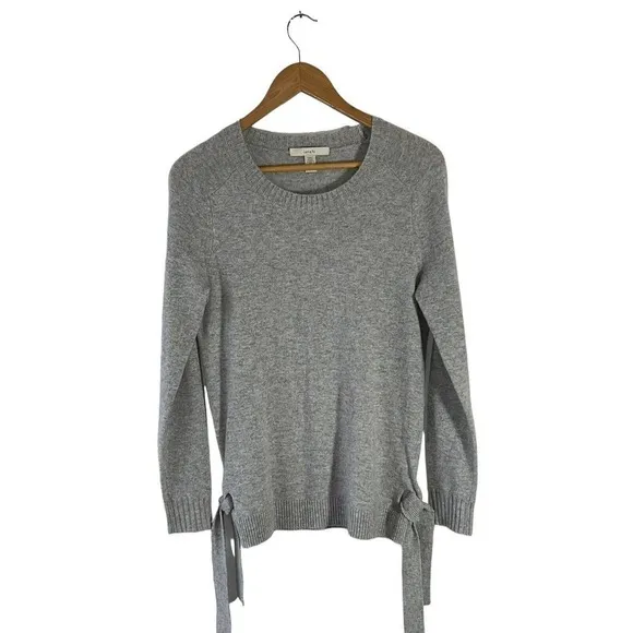 Lark &amp; Ro Size S Gray 100 % Cashmere Tie Hem Soft Cozy Sweater