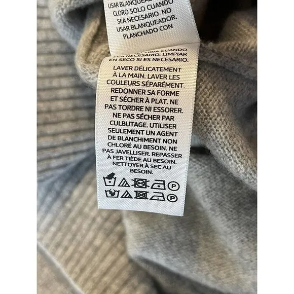 Lark &amp; Ro Size S Gray 100 % Cashmere Tie Hem Soft Cozy Sweater
