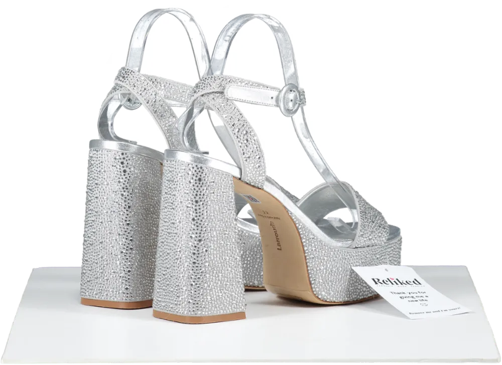 Larroude Metallic Dolly Crystal Platform Heels UK 6.5 EU 39.5 👠