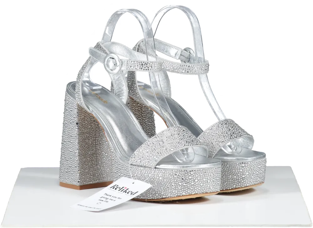 Larroude Metallic Dolly Crystal Platform Heels UK 6.5 EU 39.5 👠