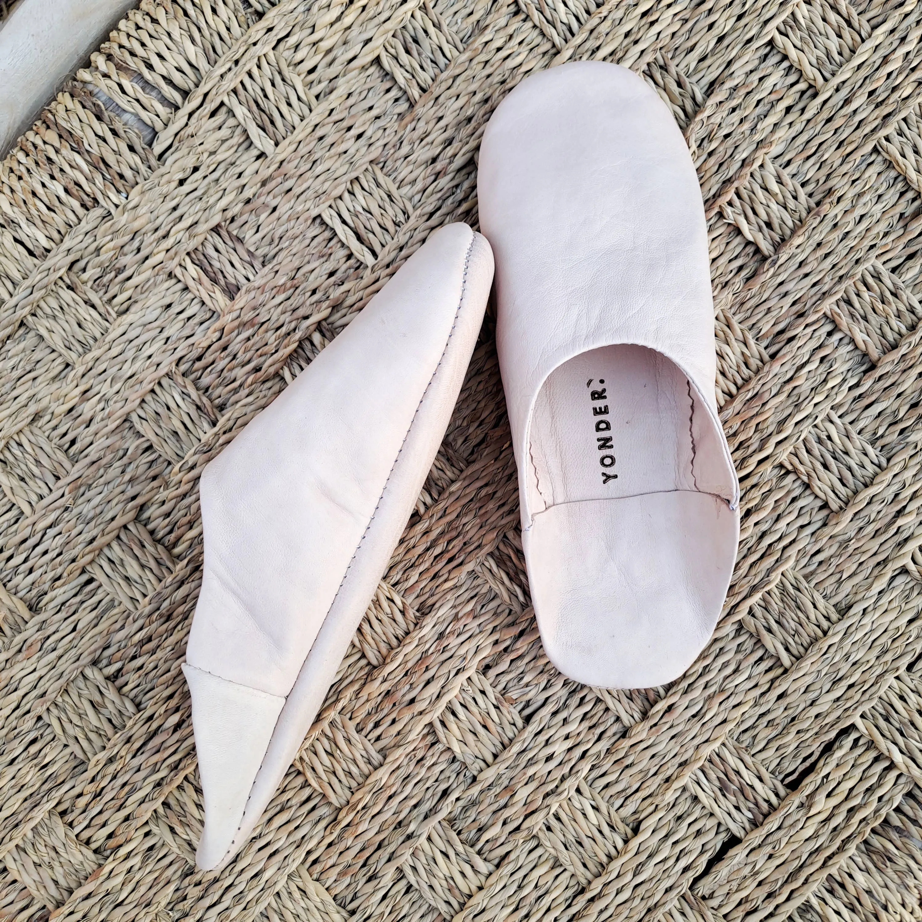 Leather Babouche Slippers Natural