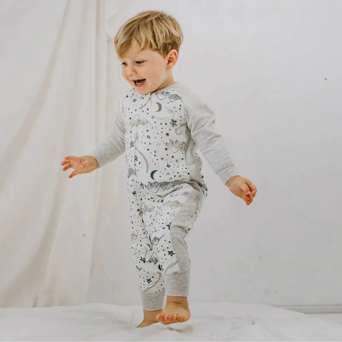 Long Sleeve Footed Sleep Bag - 1.0 TOG - Stars White